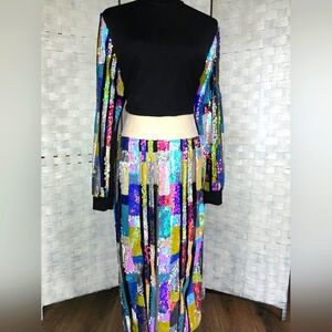 CURVAE COUTURE Sequin Skirt Set